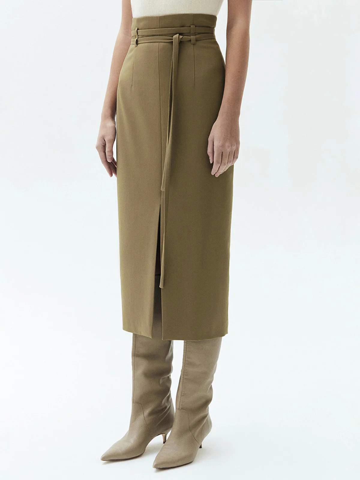 Tied Slit Midi Skirt - Takermore