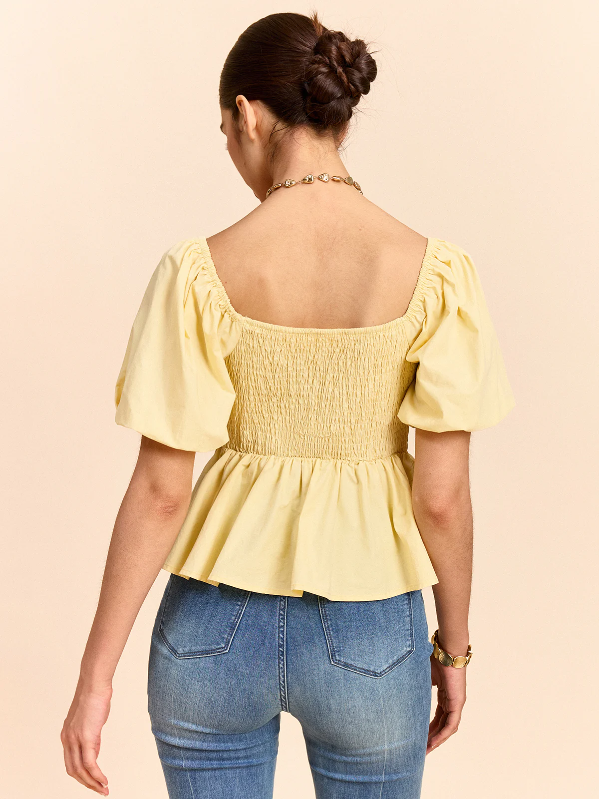 Puff Sleeve Bow Detail Top - Takermore
