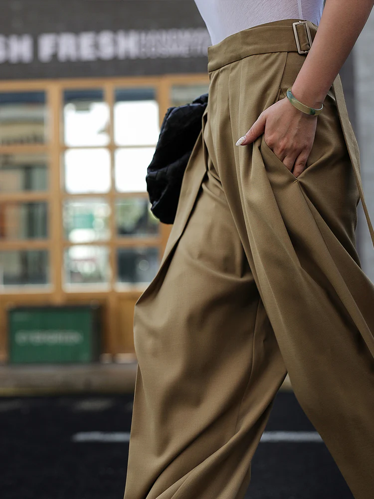 Oversized Tied Wide Leg Dress Pants - Takermore