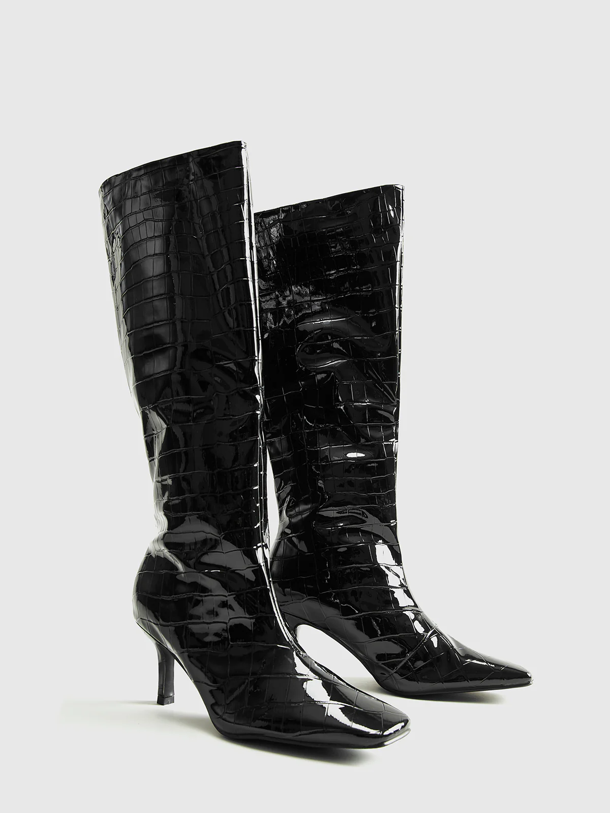 Crocodile Pattern Knee High Boots - Takermore