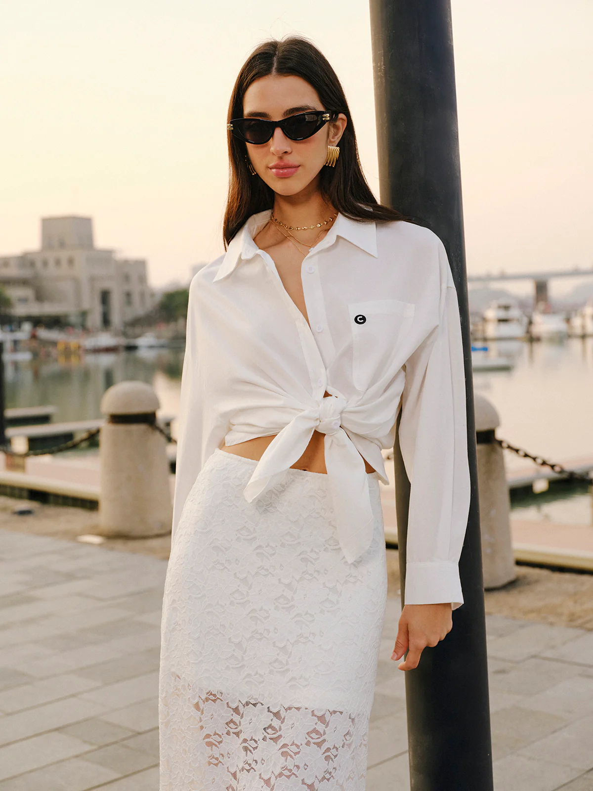 Cotton Blend Tied Front Shirt - Takermore