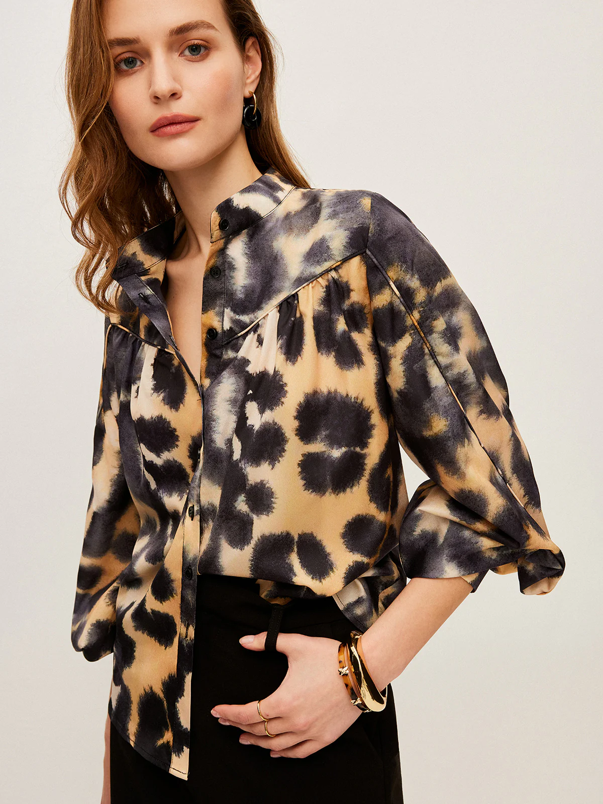 Leopard Print Button-Up Shirt - Takermore
