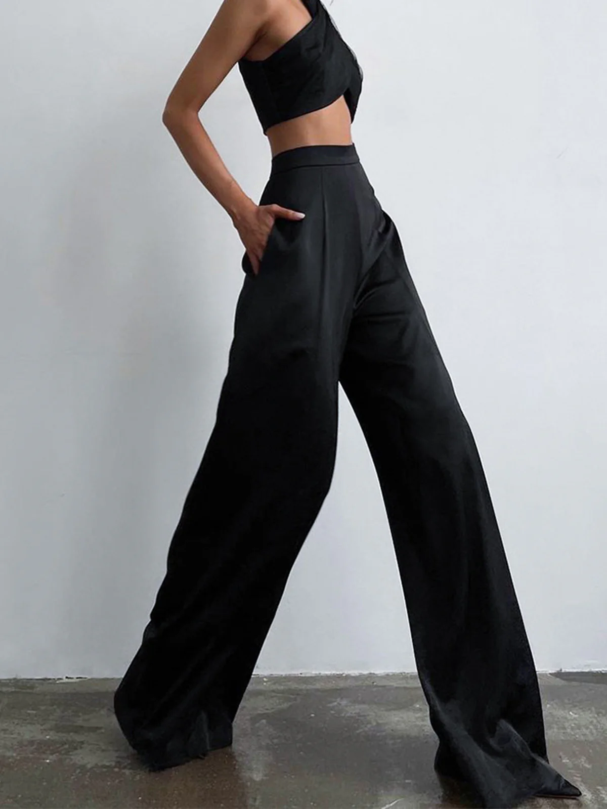 Oversized Satin Wide Leg Dress Pants - Takermore