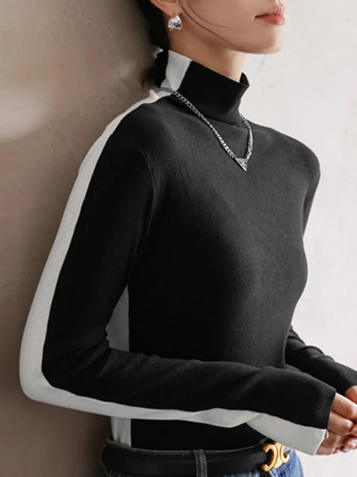 Double Sided Colorblock Long Sleeve Top - Takermore