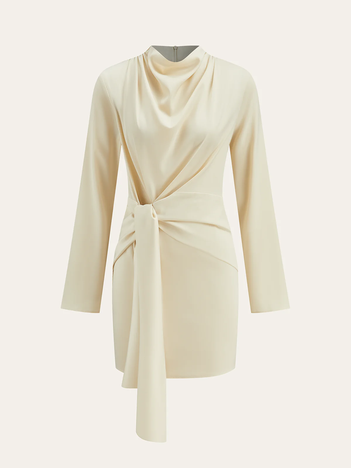 Cowl Neck Tie-Waist Dress - Takermore