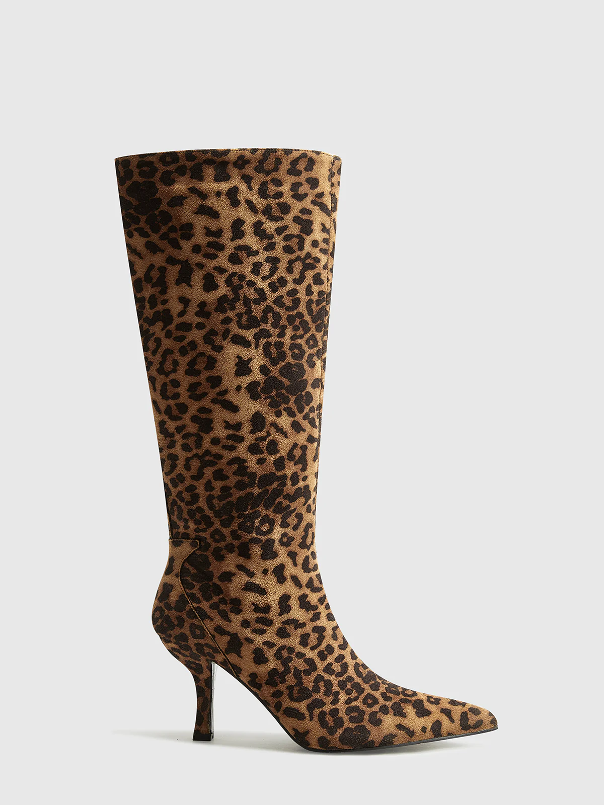Leopard Printed Knee-High Zipper Boots - Takermore