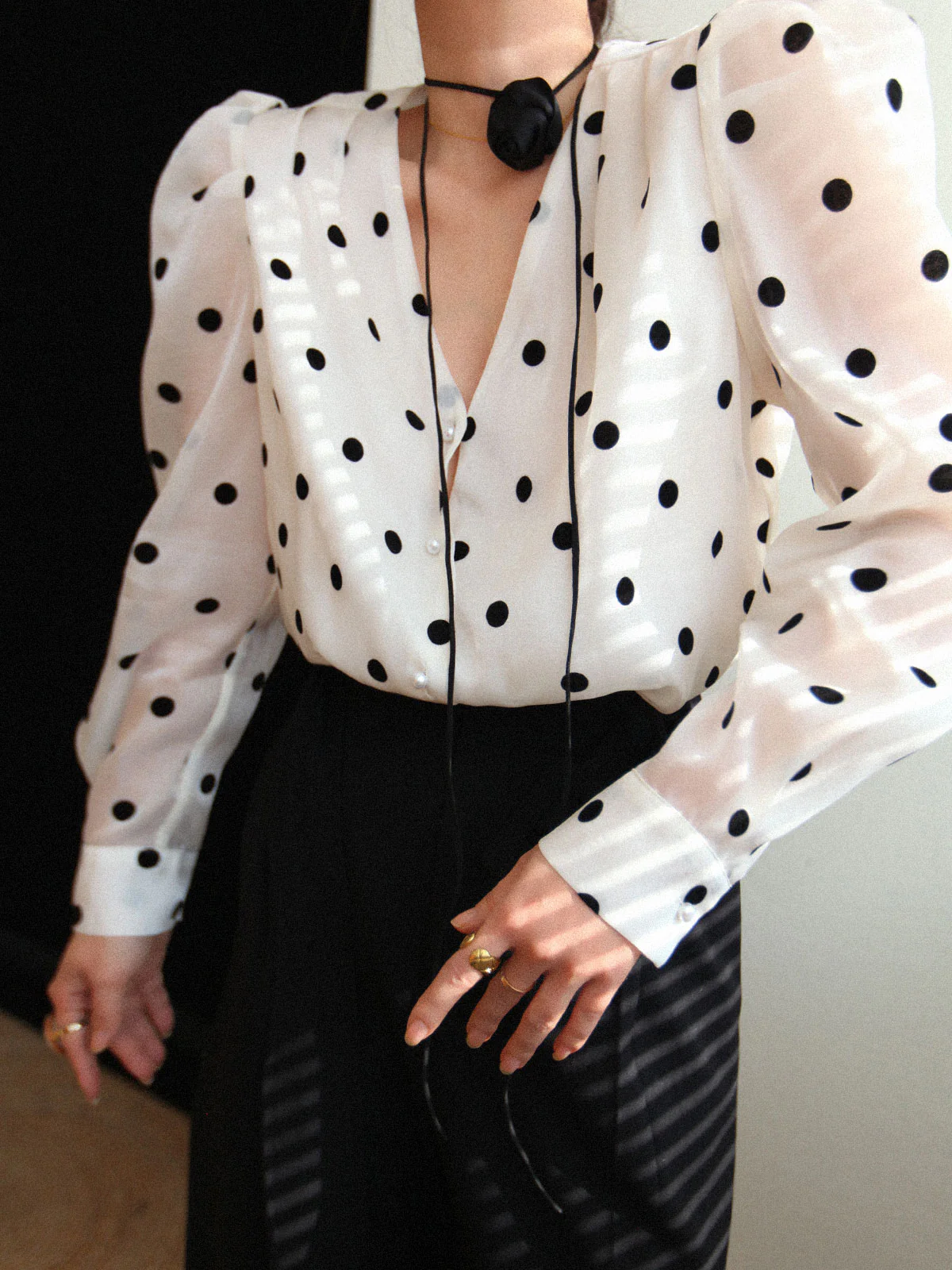 Sheer Polka Dot Blouse - Takermore