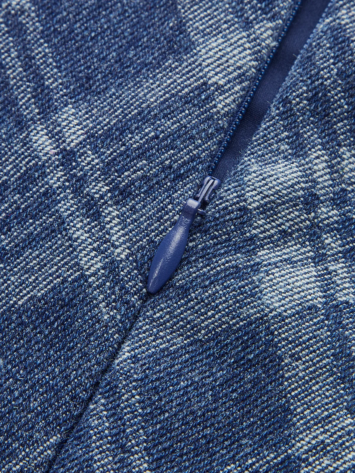 Metal Button Crew-Neck Decor-Pockets Denim Dress - Takermore