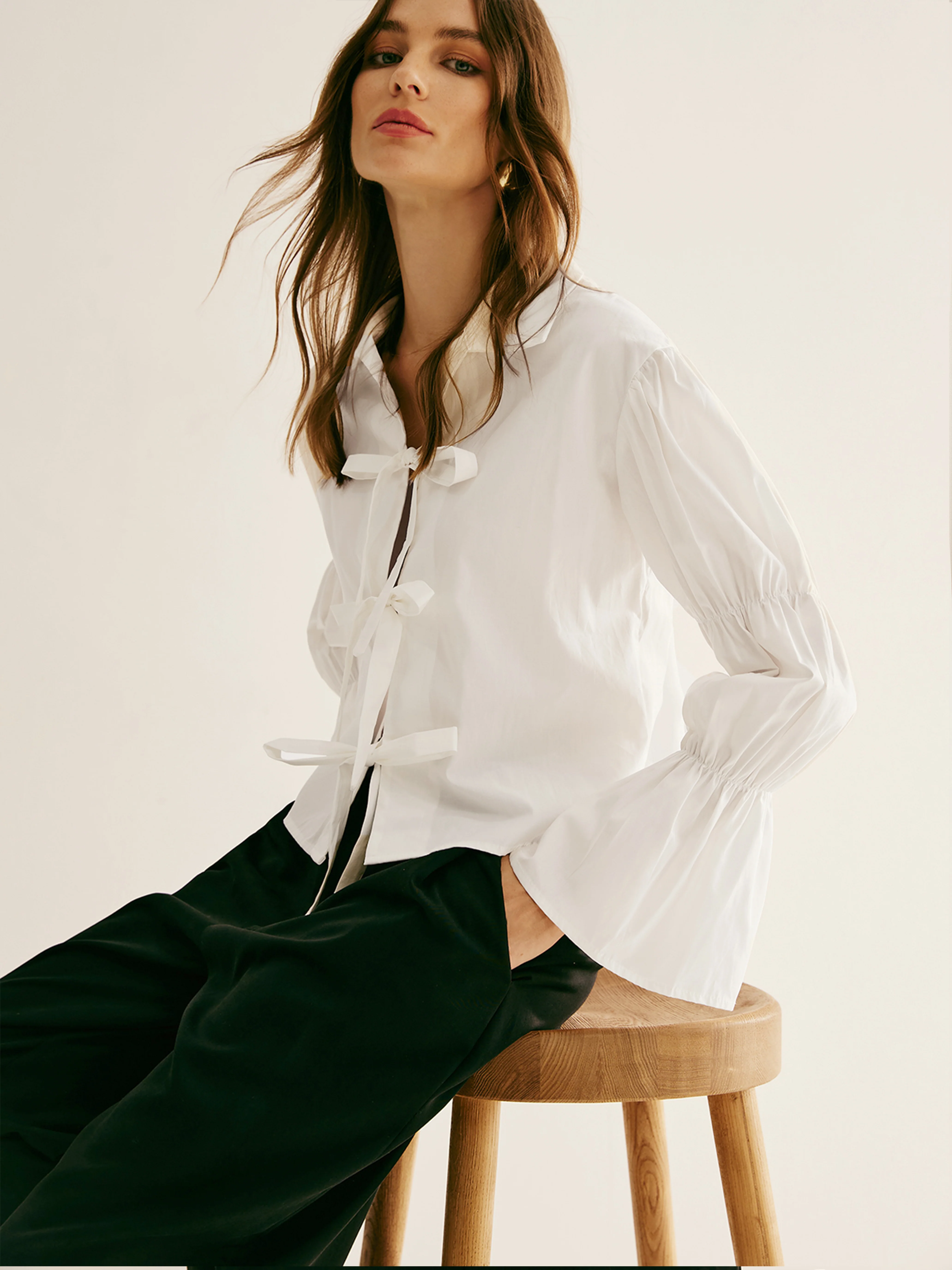 Pleated Tie Front Polo Shirt - Takermore