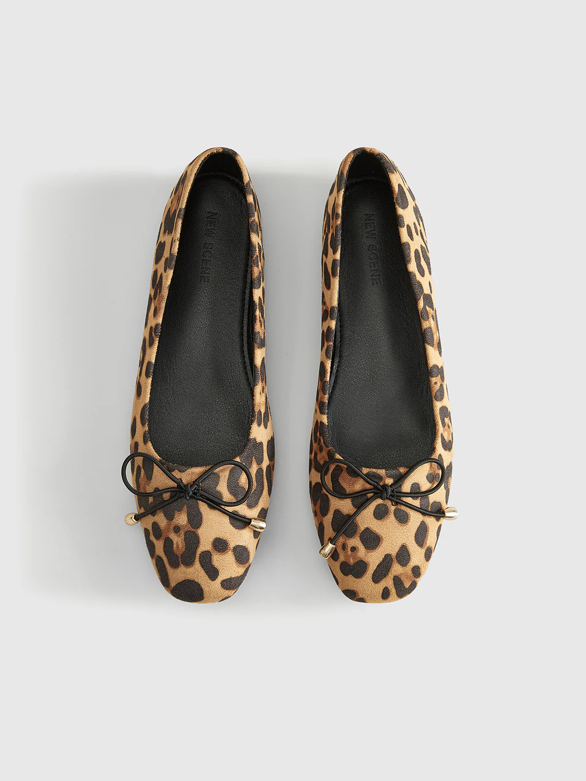 Bow-Decor Leopard Printed Ballet Flats - Takermore