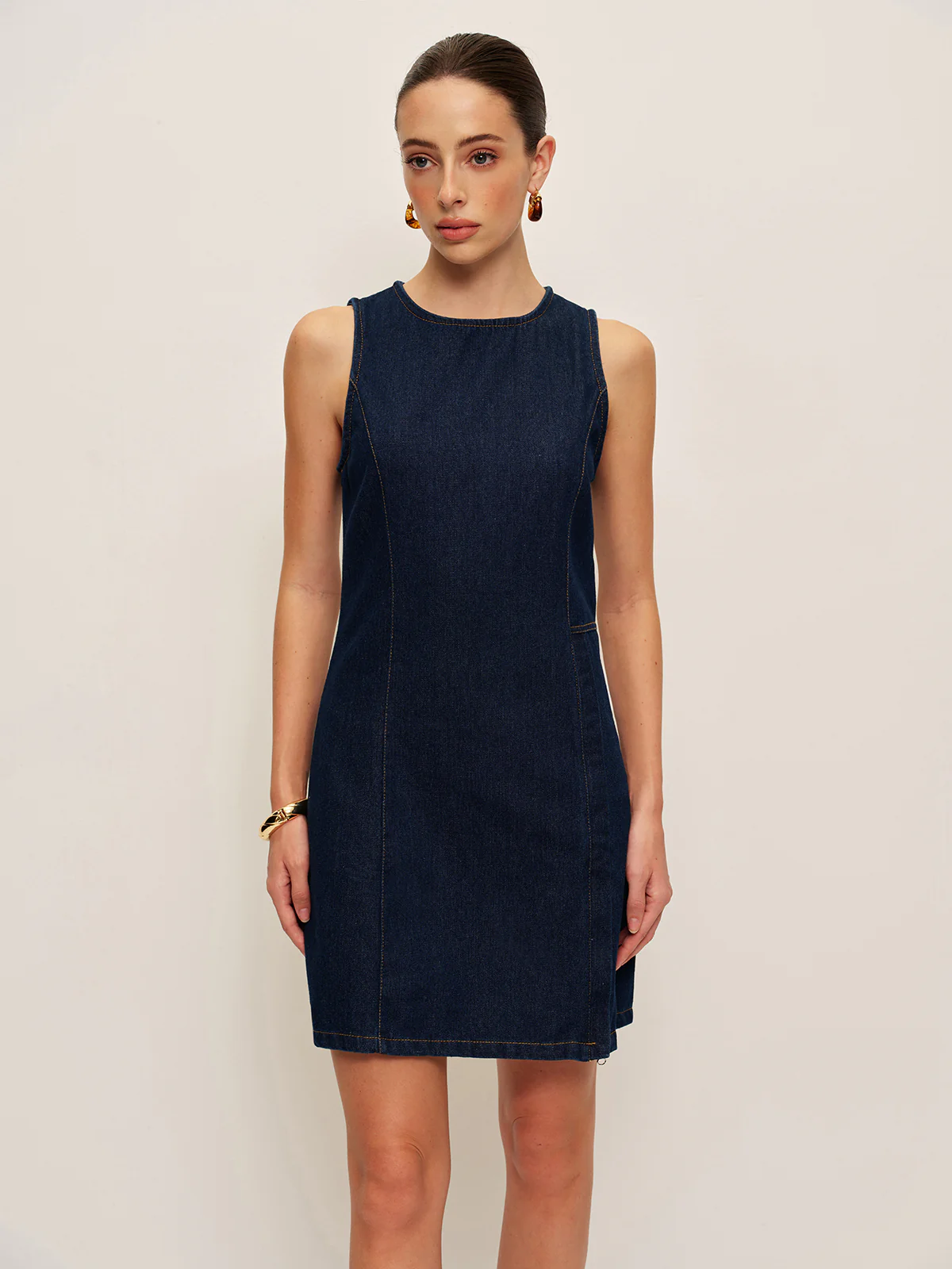 Denim Shift Dress Without Belt - Takermore