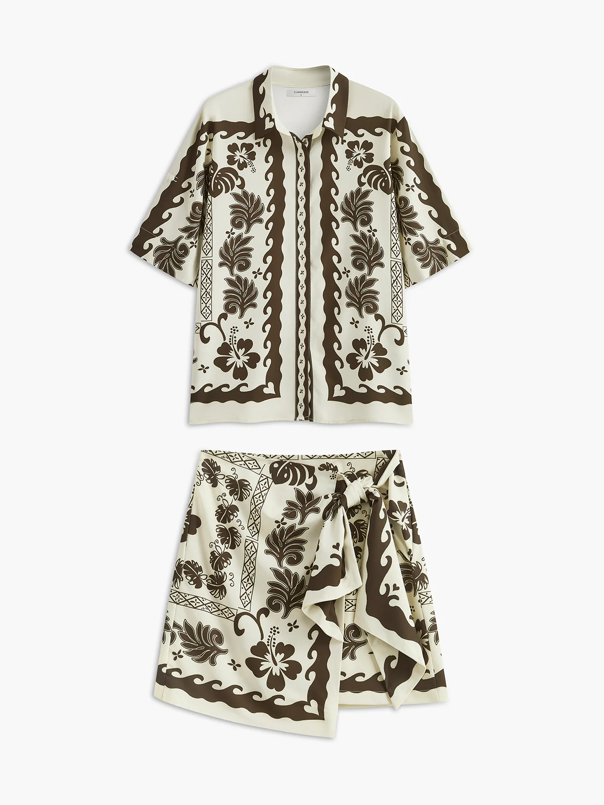 Tropical Plant Print Vacation Skirt Set - Takermore