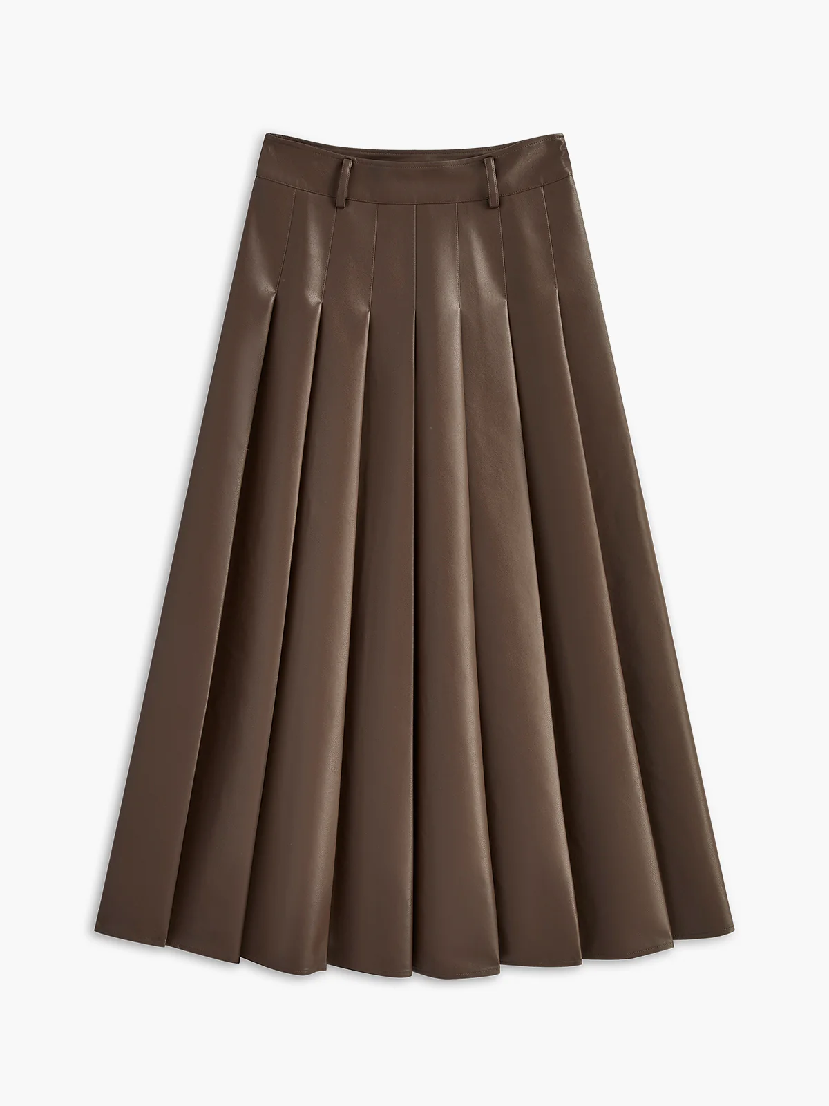 Retro Pleated PU Leather Skirt - Takermore
