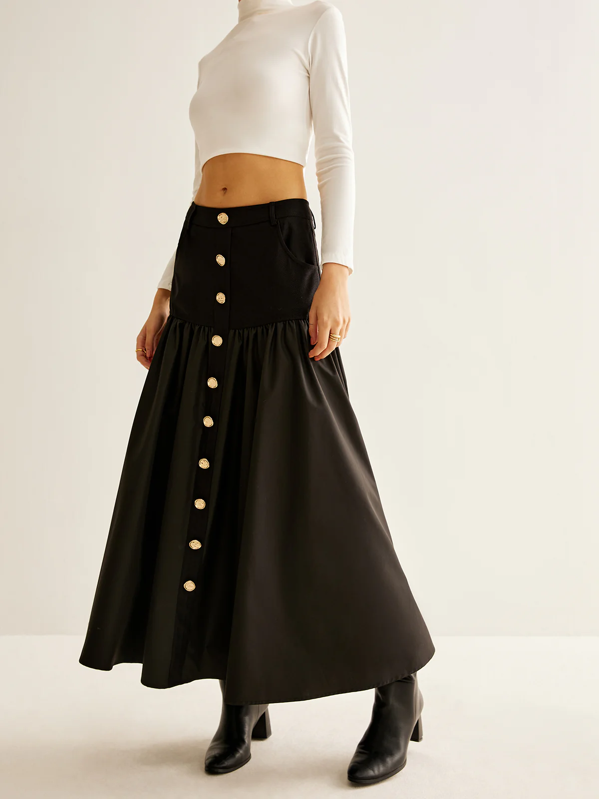 Panel Pockets Umbrella Skirt - Takermore