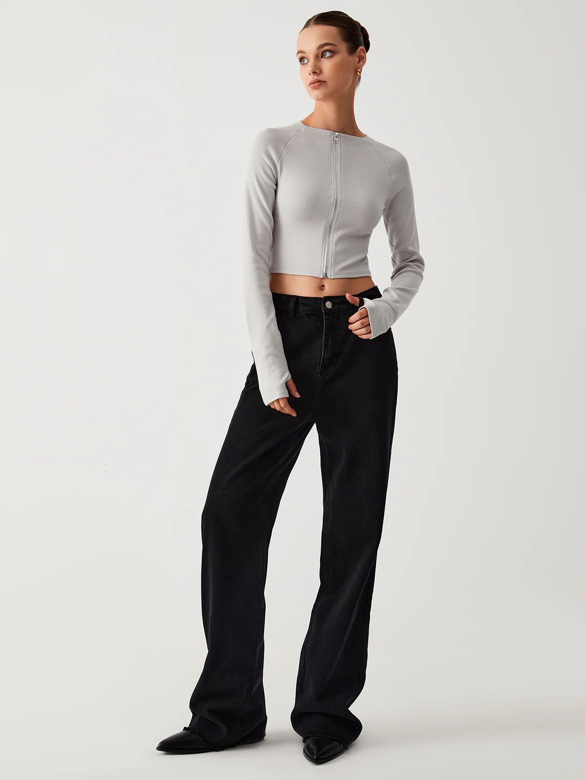 Coffee Run Crop Long Sleeve Shirt - Takermore