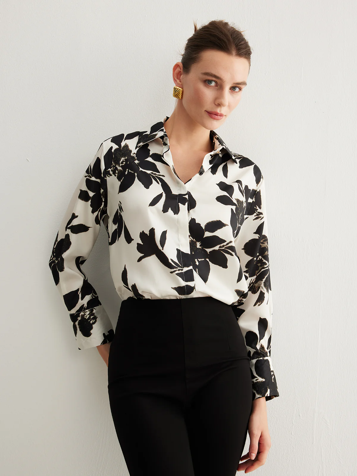 Leisure Printed Lapel Thin Shirt - Takermore