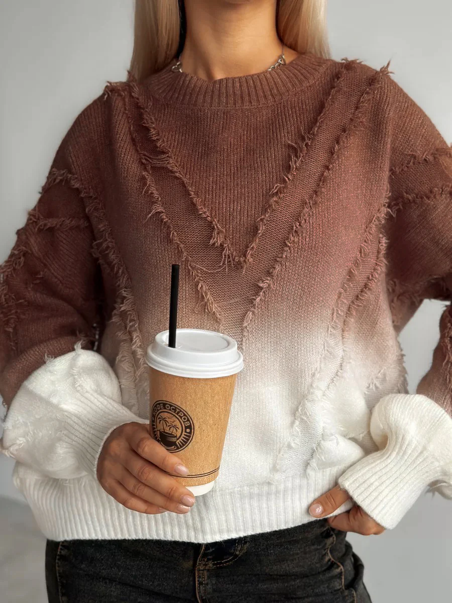 Ombre Tassel Piping Sweater - Takermore