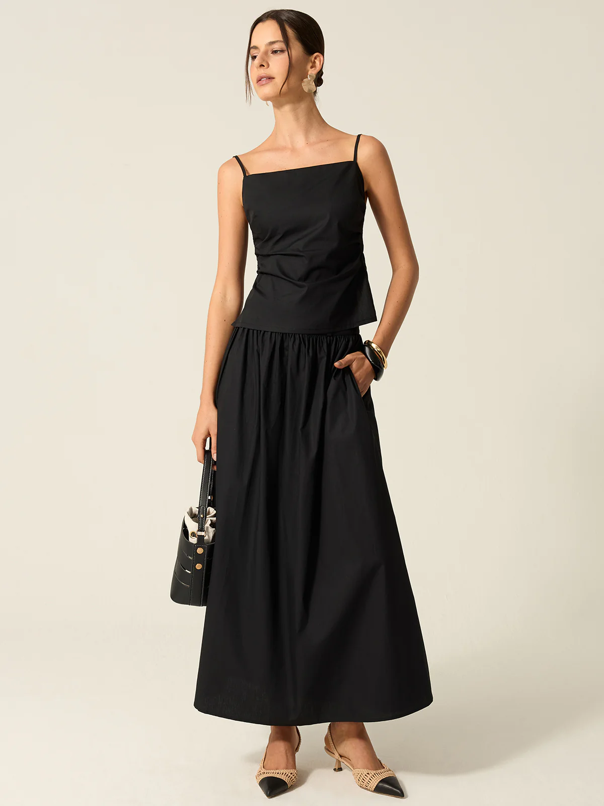 Spaghetti Strap Backless Skirt Set - Takermore