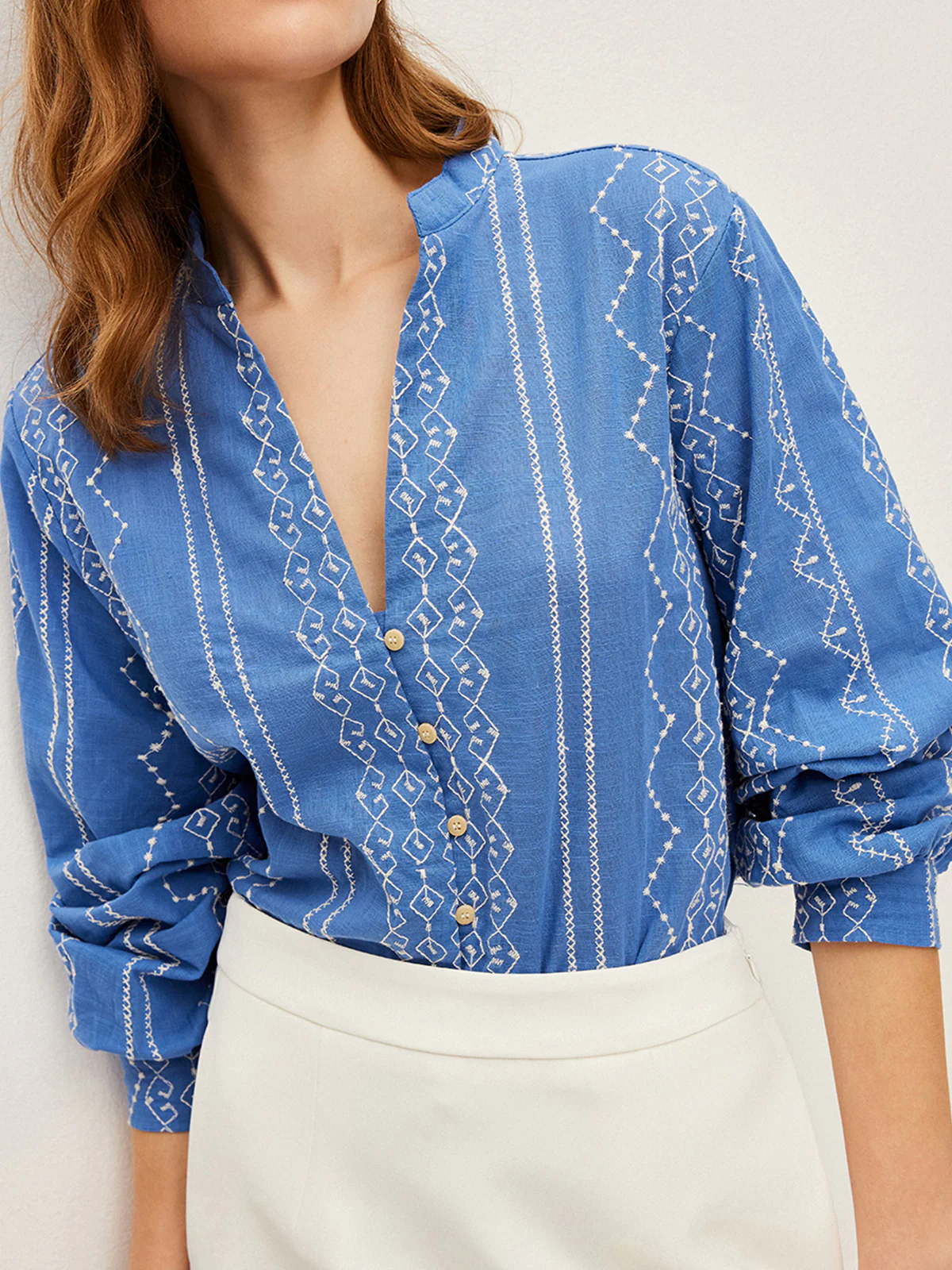 Embroidered Button-Down Shirt - Takermore
