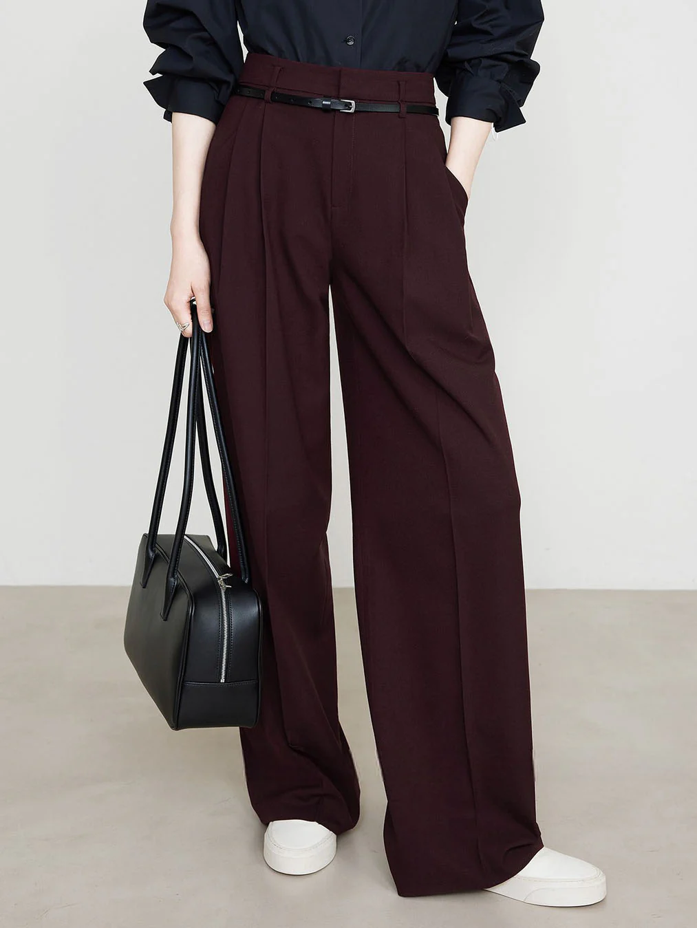 Utility High-Waist Pleated Pants Without Belt - Takermore