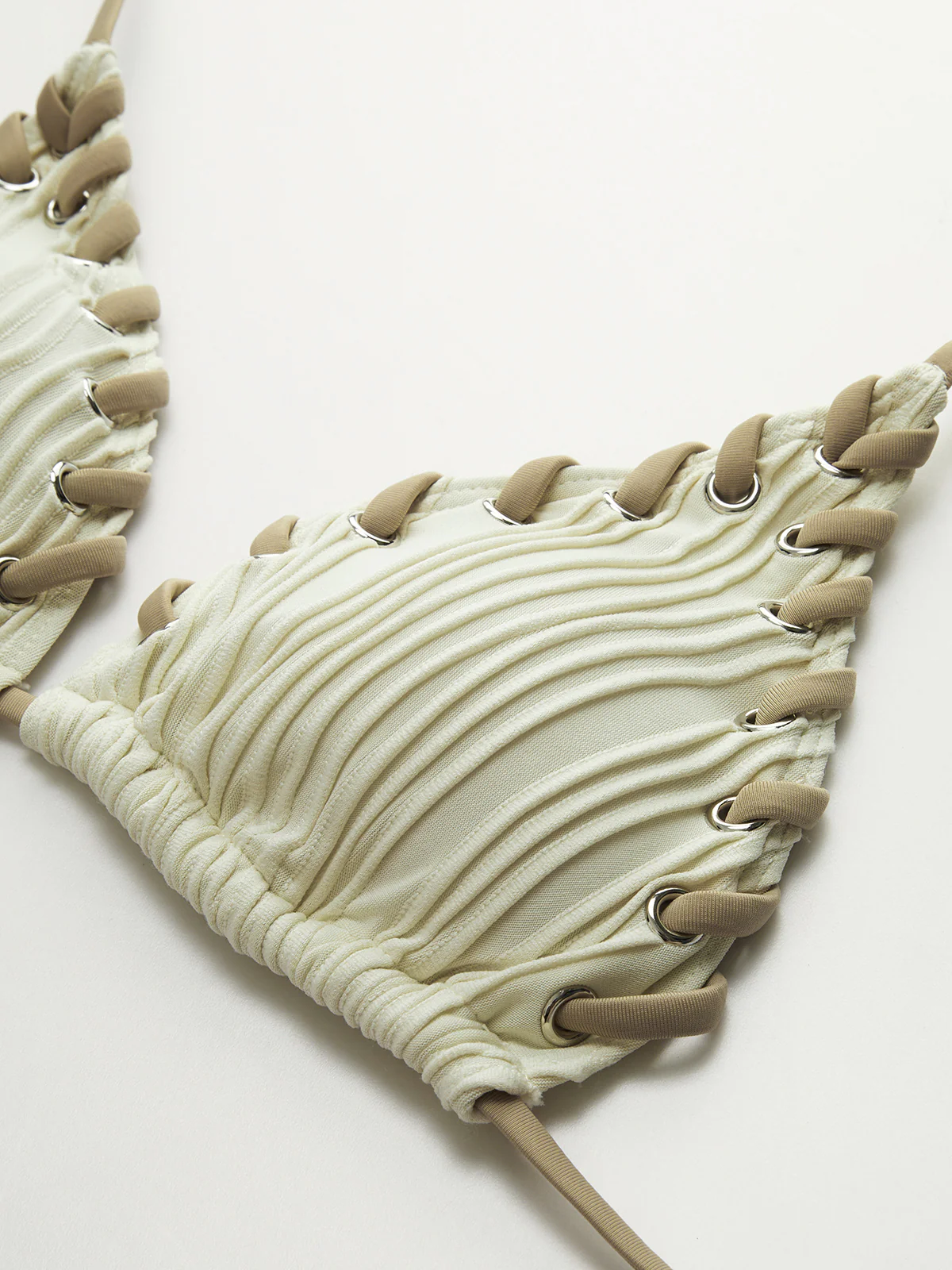 Grommet Lace-Up Ruched Bikini Set - Takermore