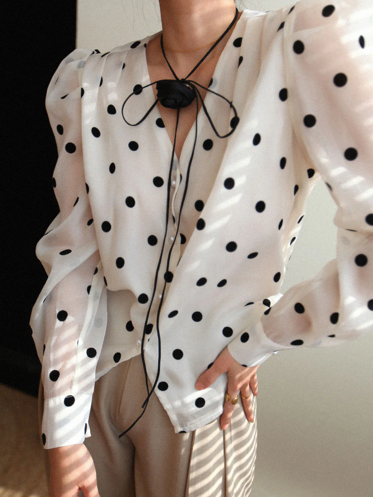 Sheer Polka Dot Blouse - Takermore