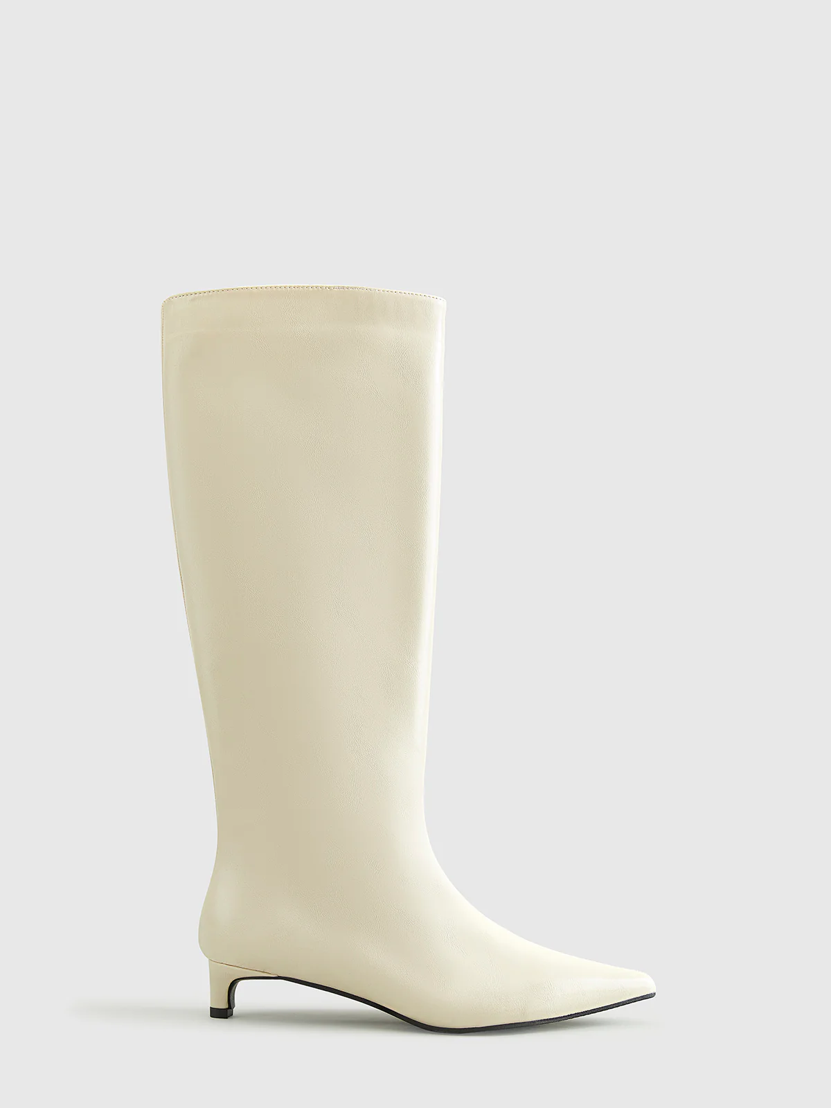 Pointed Toe Kitten Knee High Boots - Takermore