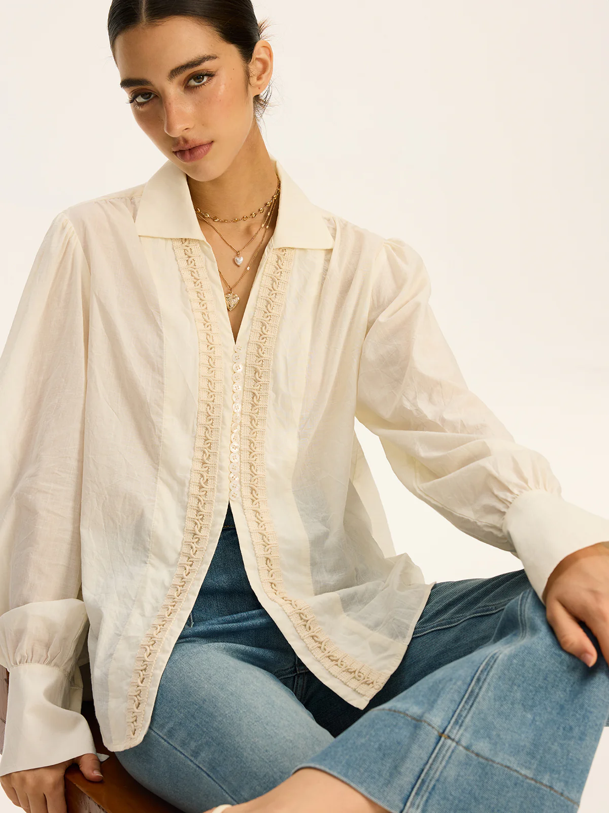 Lace-Trimmed Cotton Shirt - Takermore