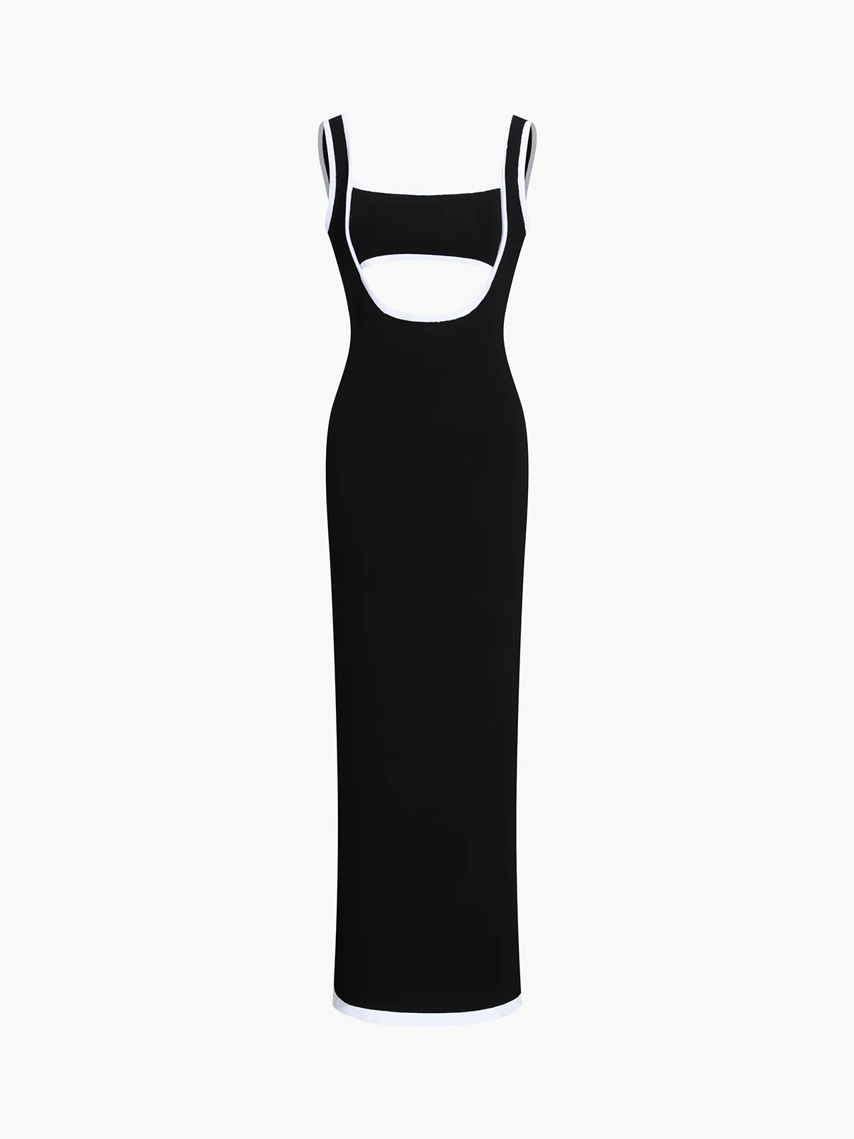 Contrast Trim Cutout Long Sweater Dress - Takermore