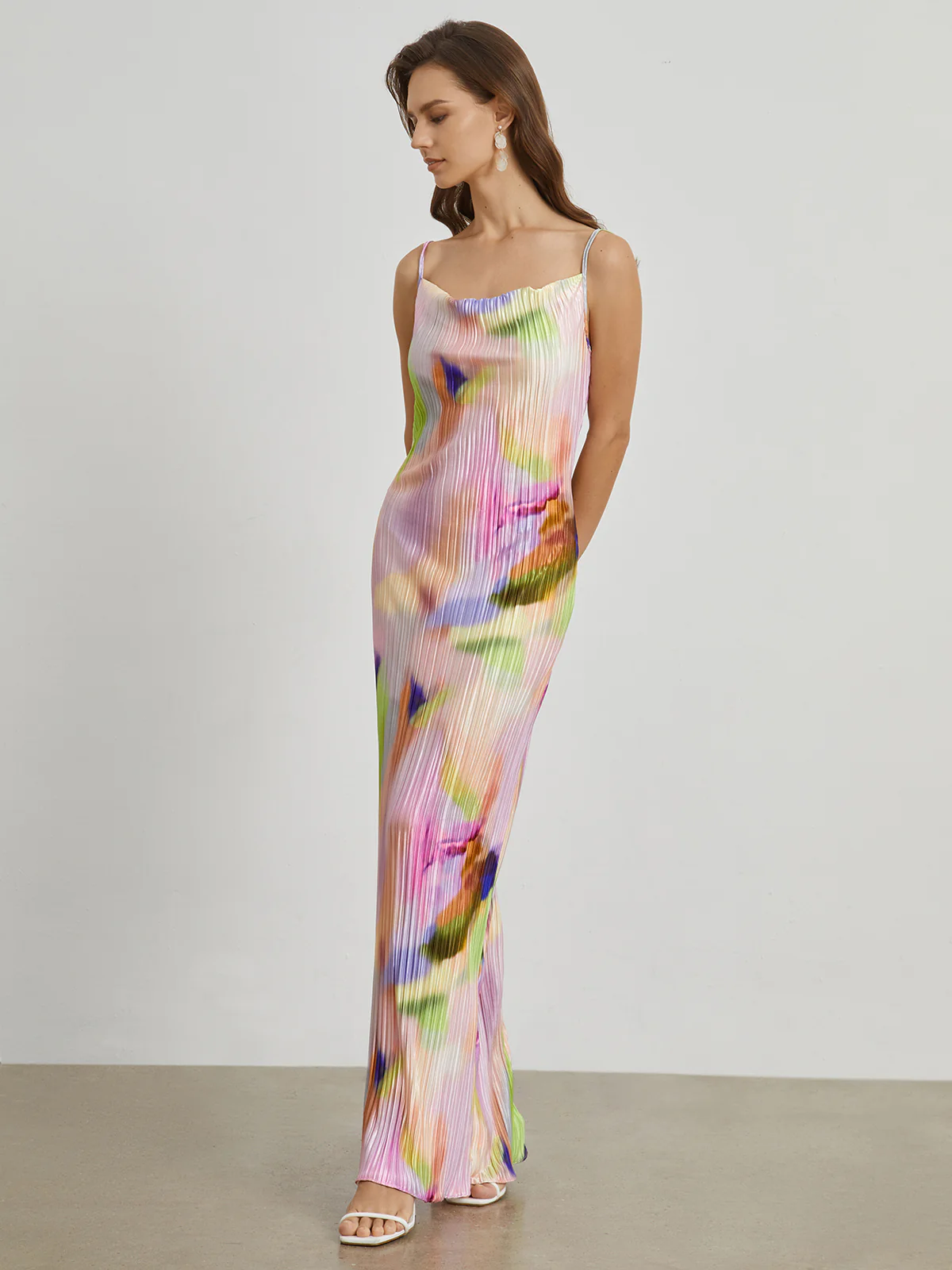 Tie Dye Pleat Long Dress - Takermore