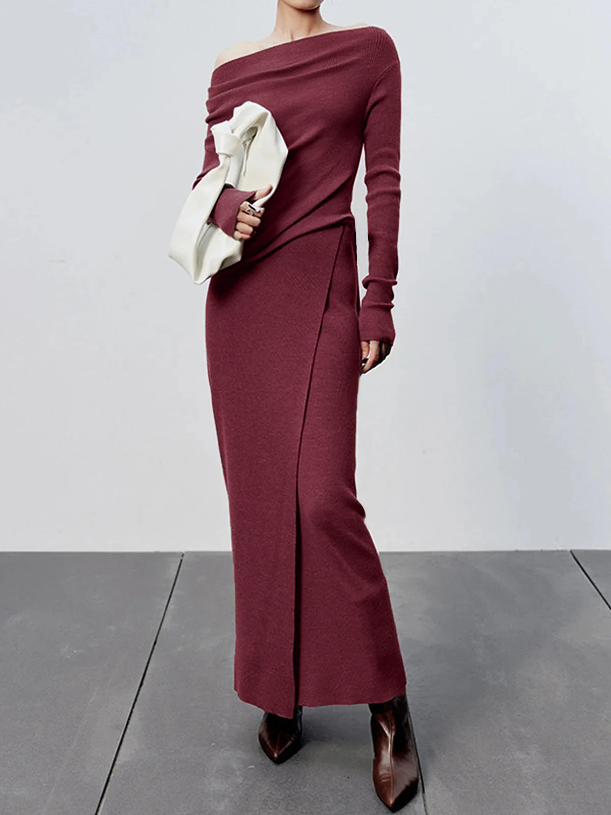 Caramel Slit Maxi Knit Skirt - Takermore