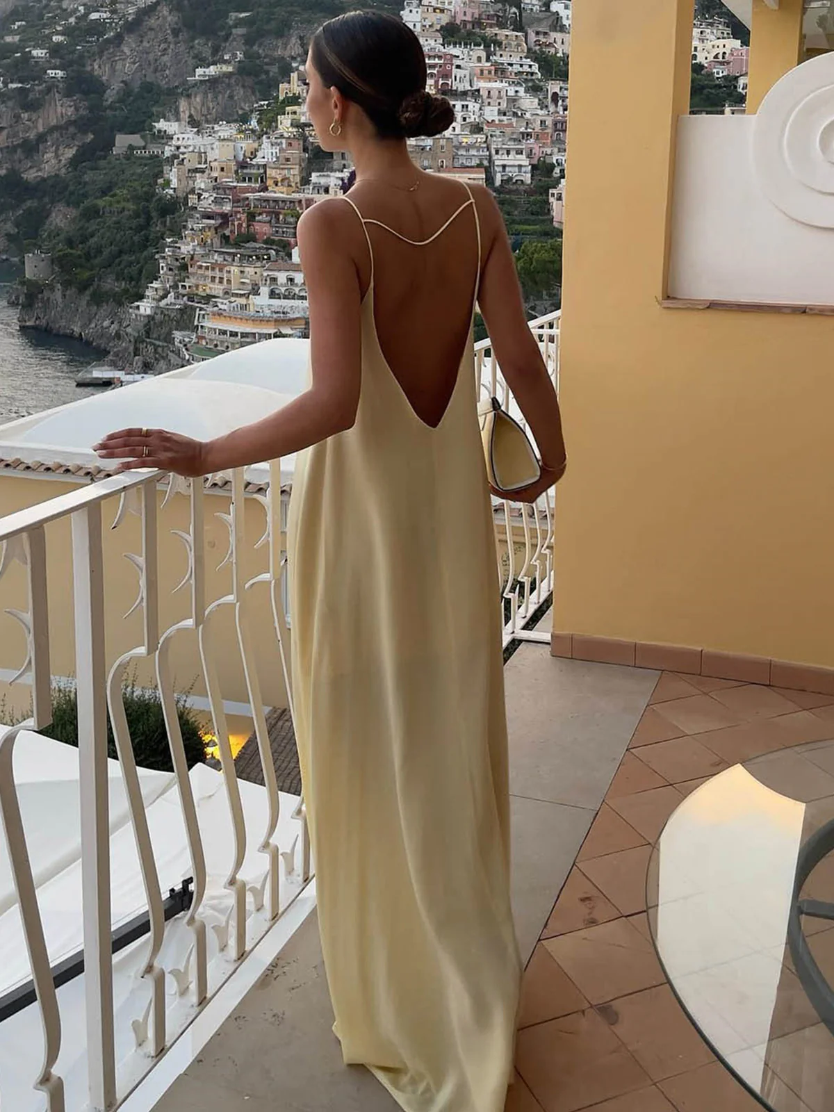 Backless Vacation Satin Long Dress - Takermore