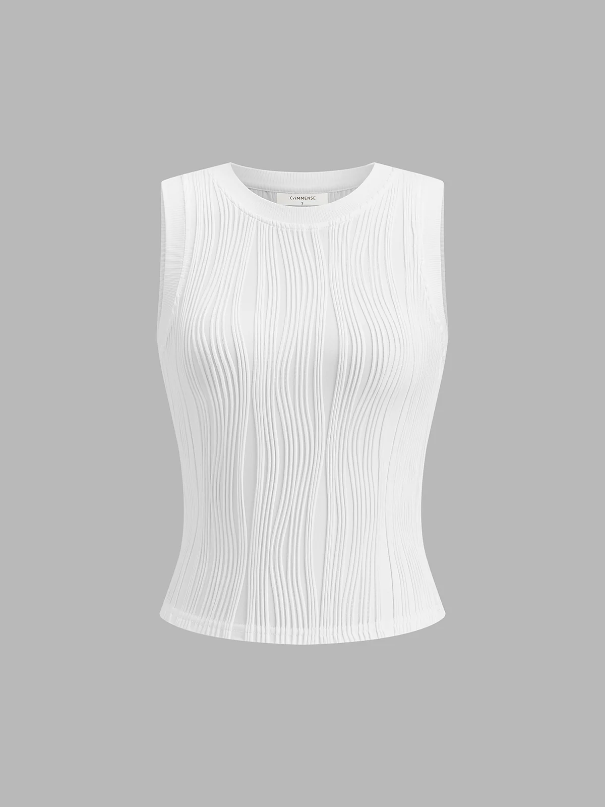 Solid Wavy Textured Tank Top - Takermore
