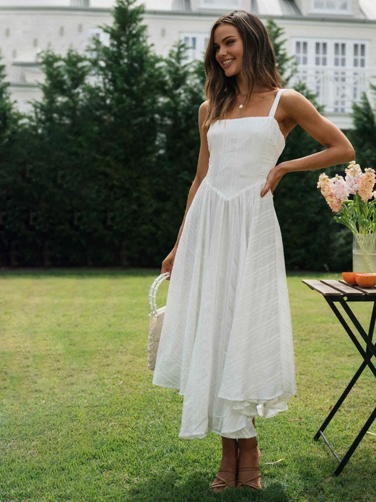 Romantic Cotton Long Cami Dress - Takermore