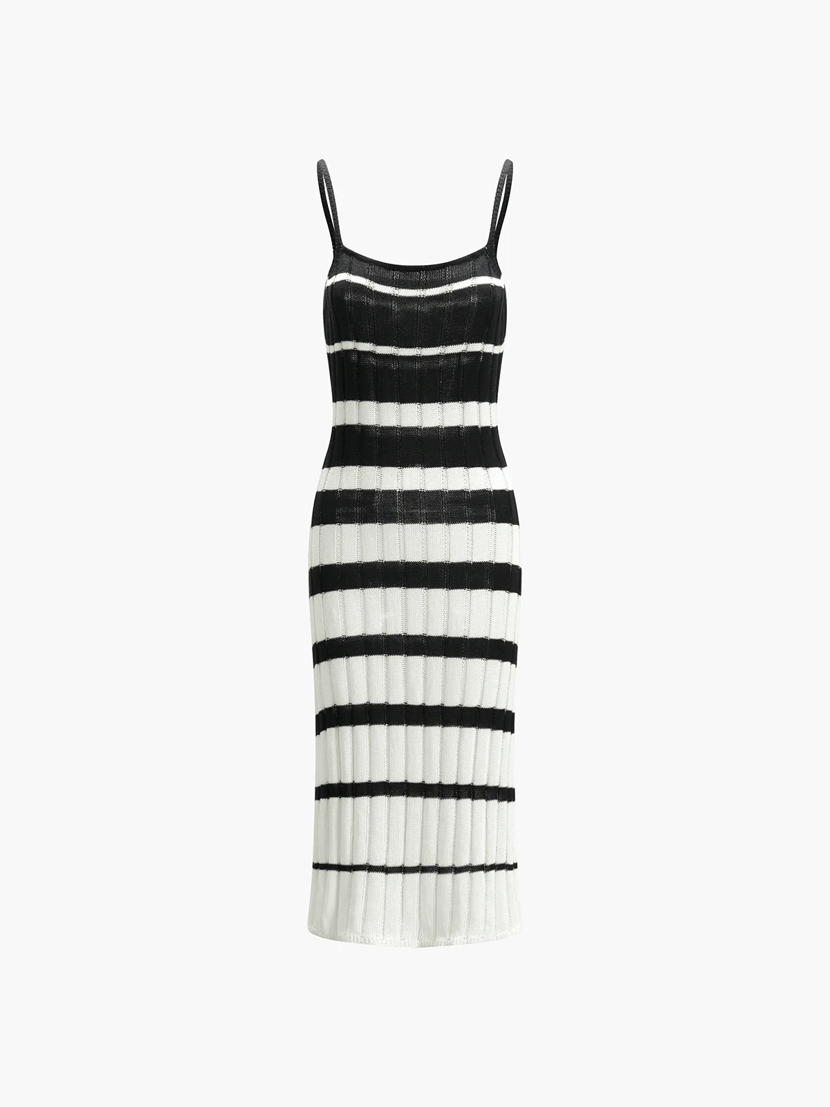 Two-Tone Striped Midi Sweater Dress - Takermore