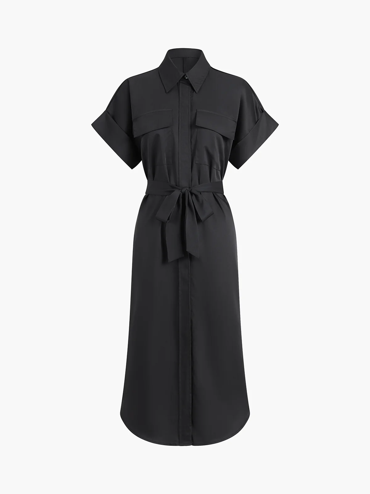 Polo Pockets Tied Midi Dress - Takermore