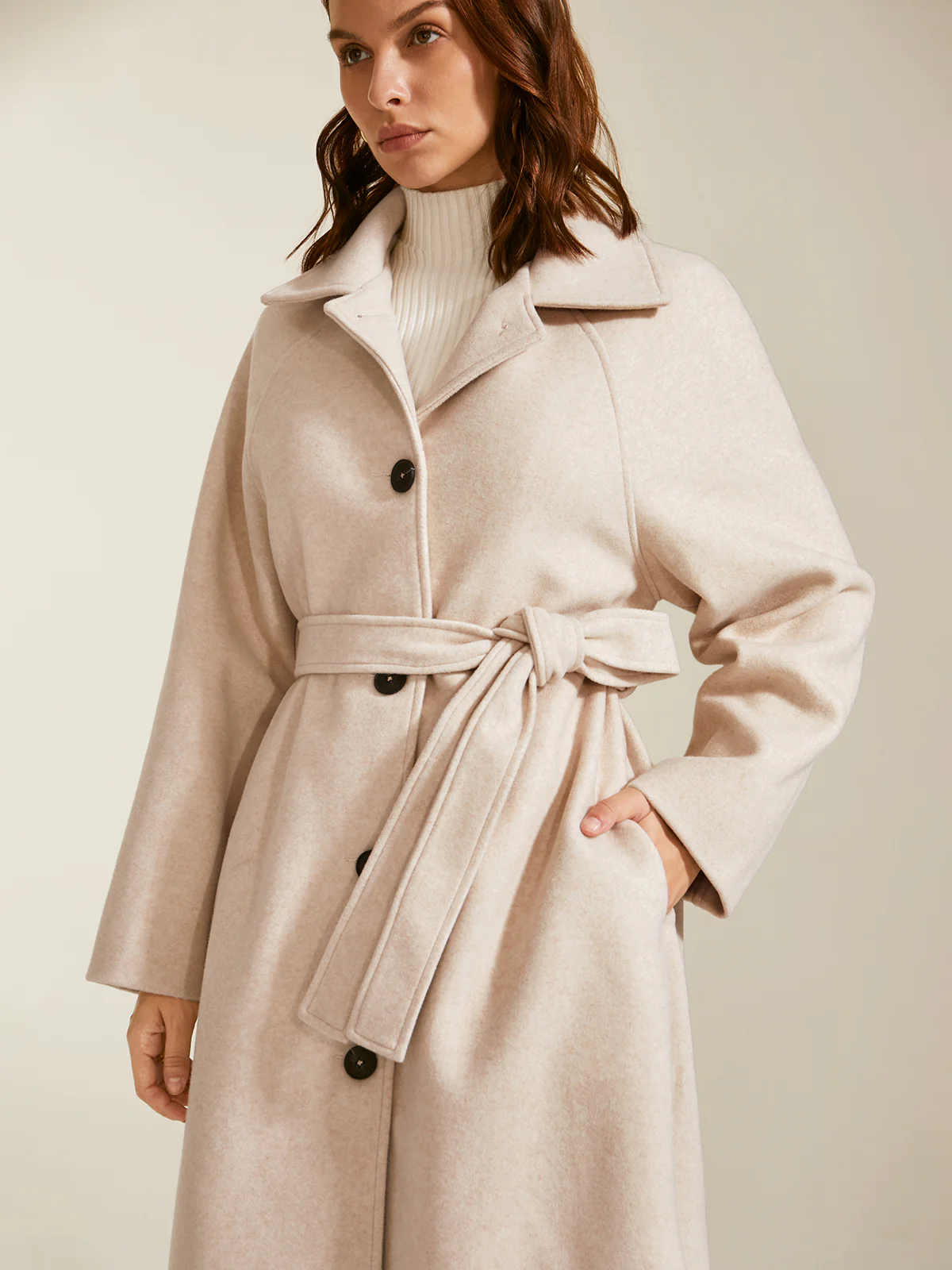 Brushed Wool Long Belted Overcoat - Takermore