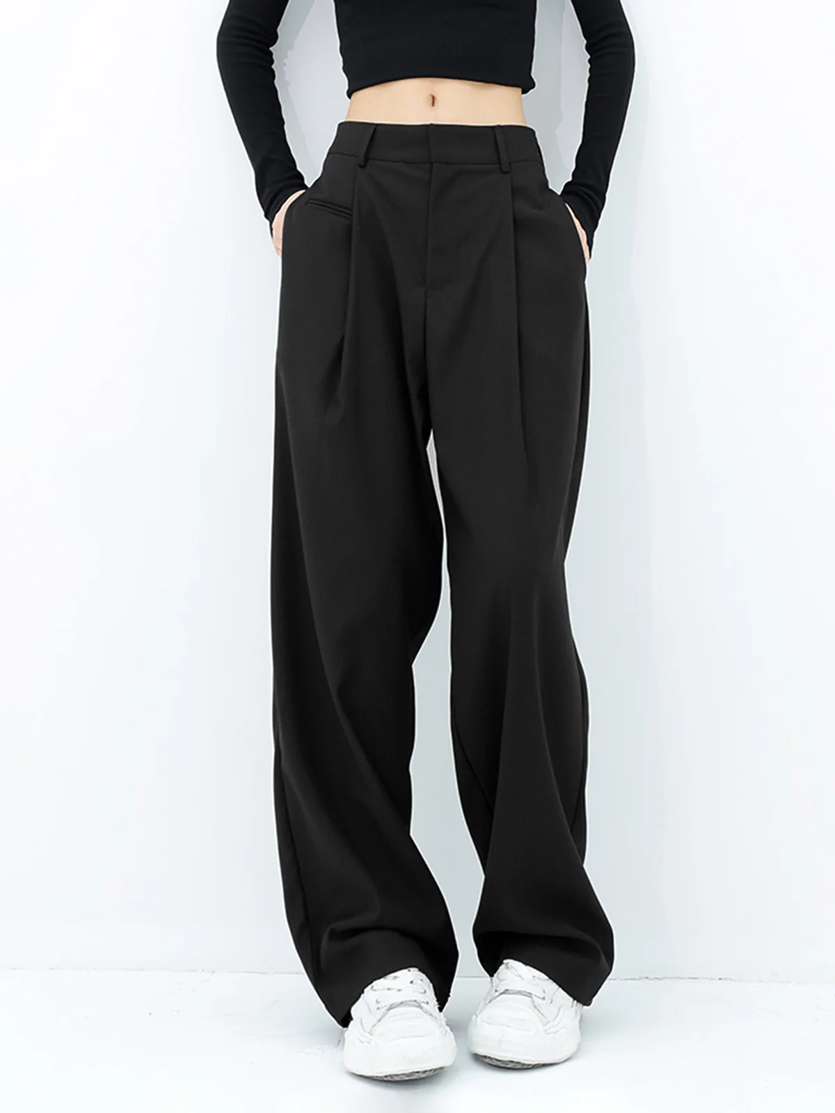 Basic Baggy Wide Leg Dress Pants - Takermore