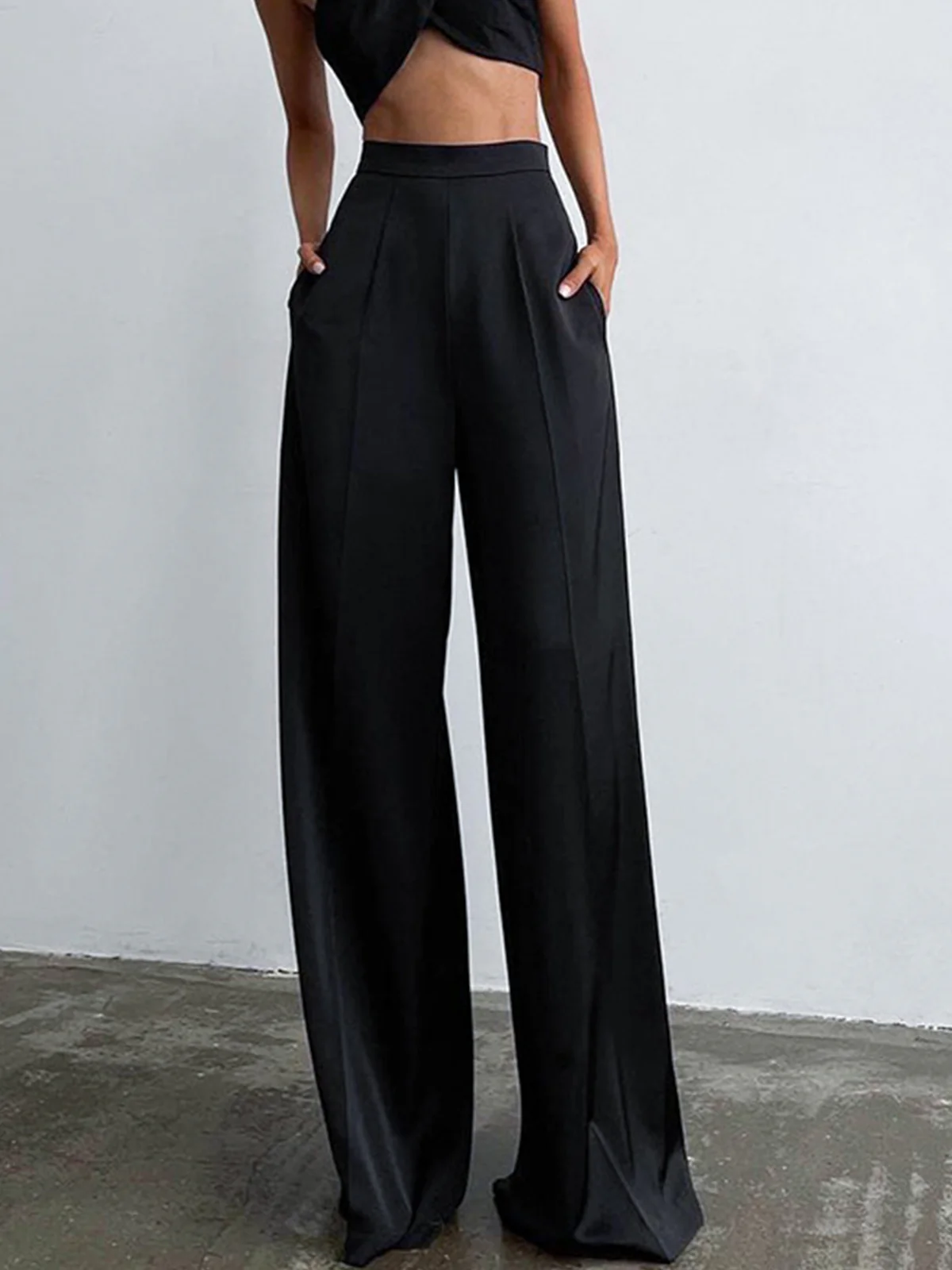 Oversized Satin Wide Leg Dress Pants - Takermore